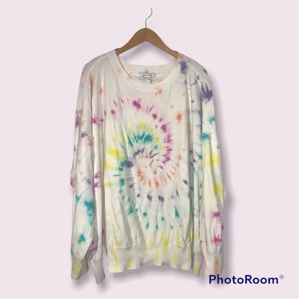Peace Love World 3XL Tie-Dye Long Sleeve Pullover